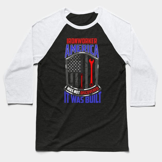 Ironworker American Flag & Wrench Grunge Design Baseball T-Shirt by creative